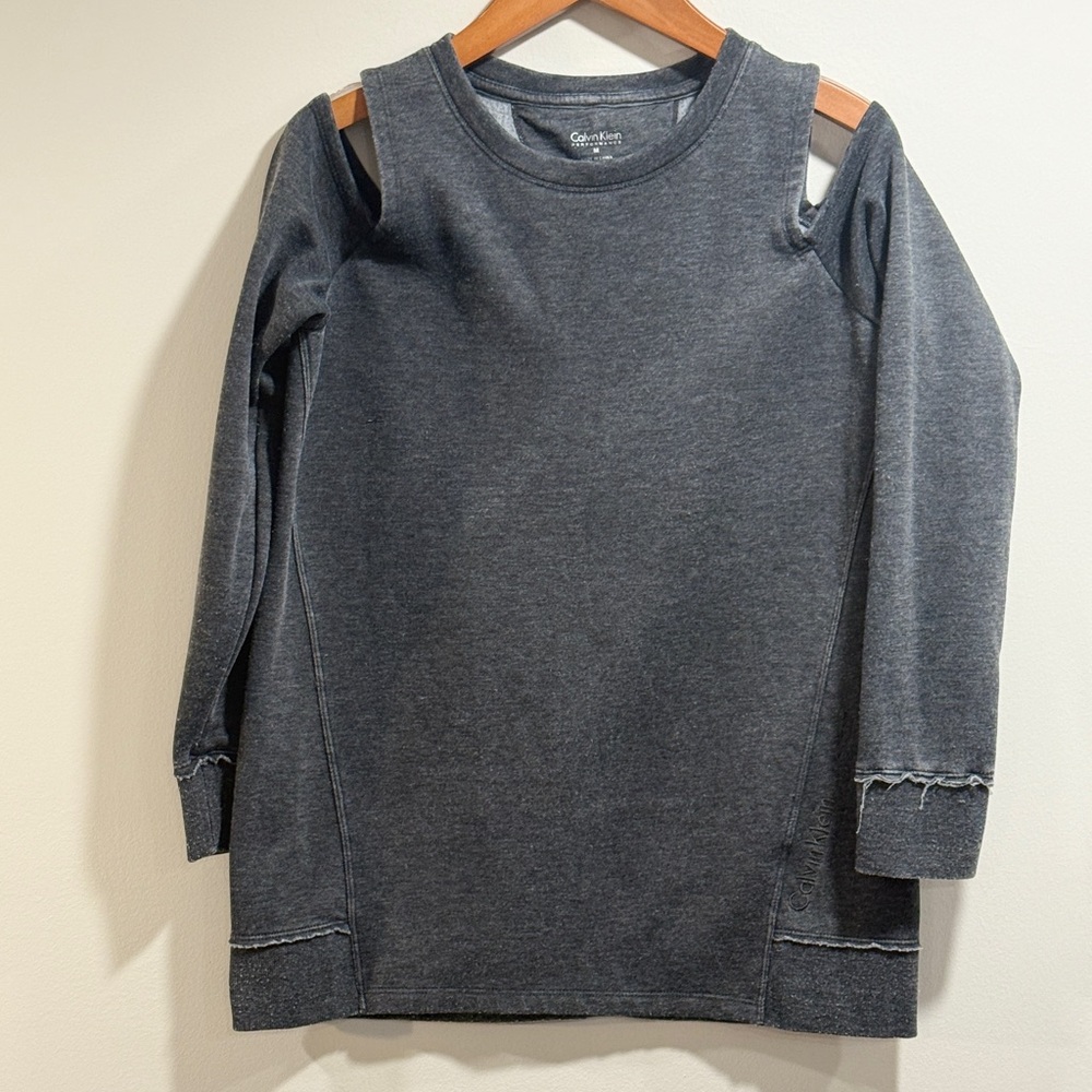 Calvin Klein Performance Women's Charcoal Sweater Top with Cut Outs Size‎ M